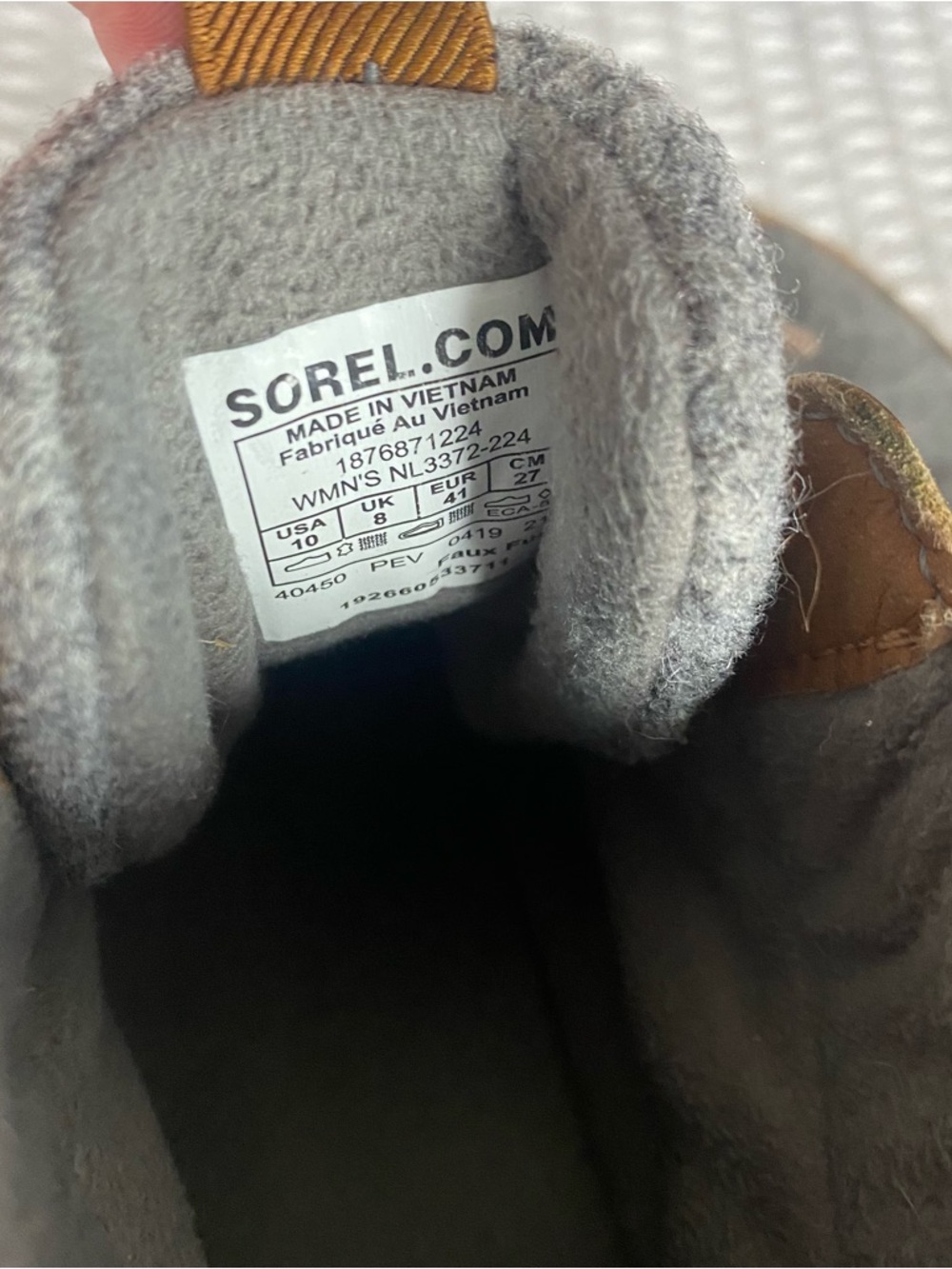 Sorel Tan Leather & Gray Wool Casual Lace-Up Boots size 10 - Picture 6 of 12